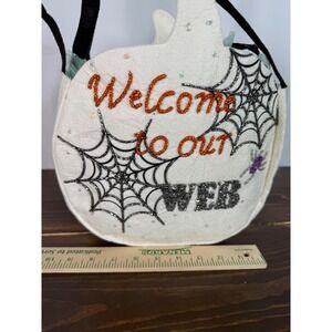 Halloween Trick Or Treat Bag‎ Welcome To Our Web Beaded Sparkle Felt